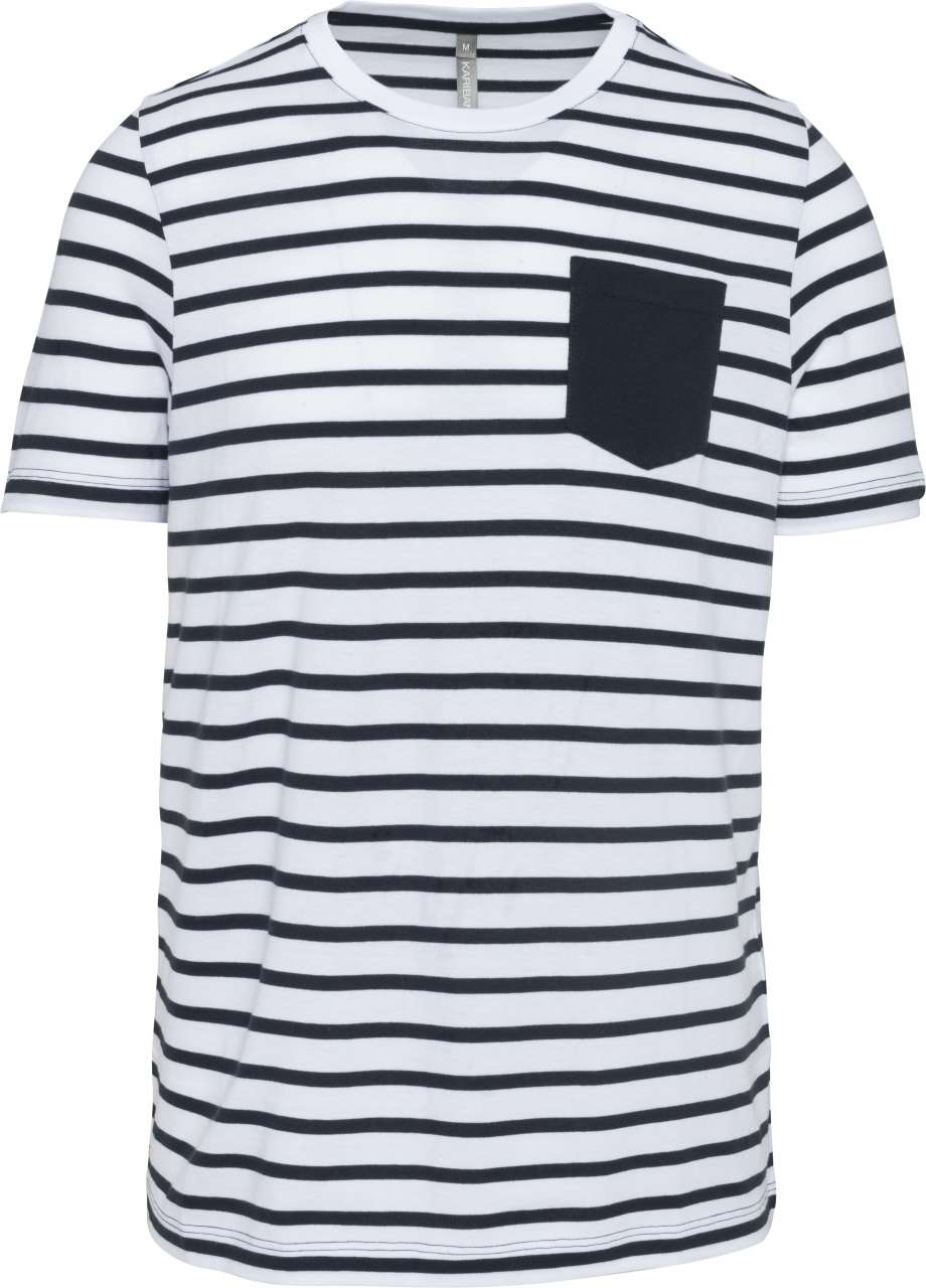 K-KA378-STRIPED SHORT SLEEVE SAILOR T-SHIRT WITH POCKET