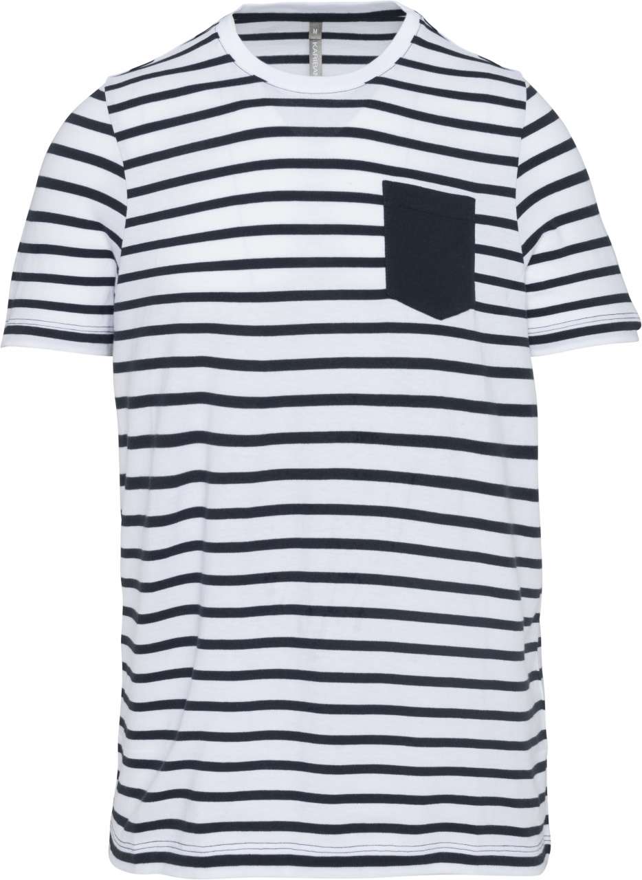 K-KA379-KIDS' STRIPED SHORT SLEEVE SAILOR T-SHIRT WITH POCKET