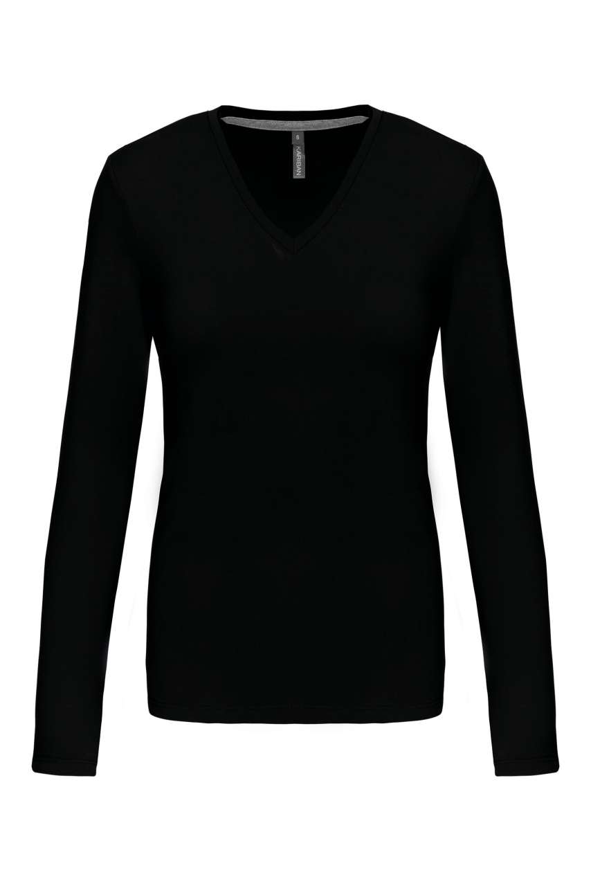 K-KA382-LADIES' LONG-SLEEVED V-NECK T-SHIRT