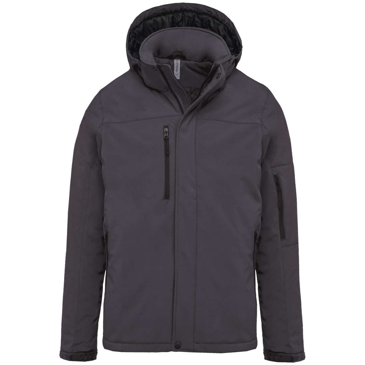 MENS HOODED SOFTSHELL LINED PARKA