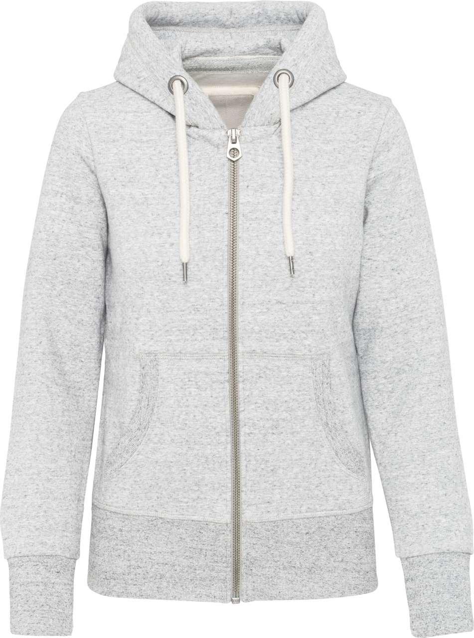 K-KV2307-LADIES' VINTAGE ZIPPED HOODED SWEATSHIRT