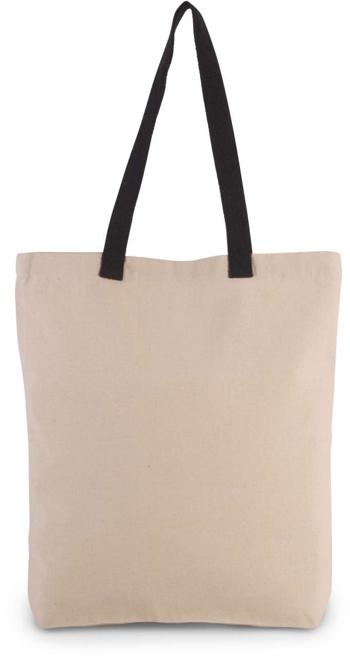 K-KI0278-SHOPPER BAG WITH GUSSET AND CONTRAST COLOUR HANDLE