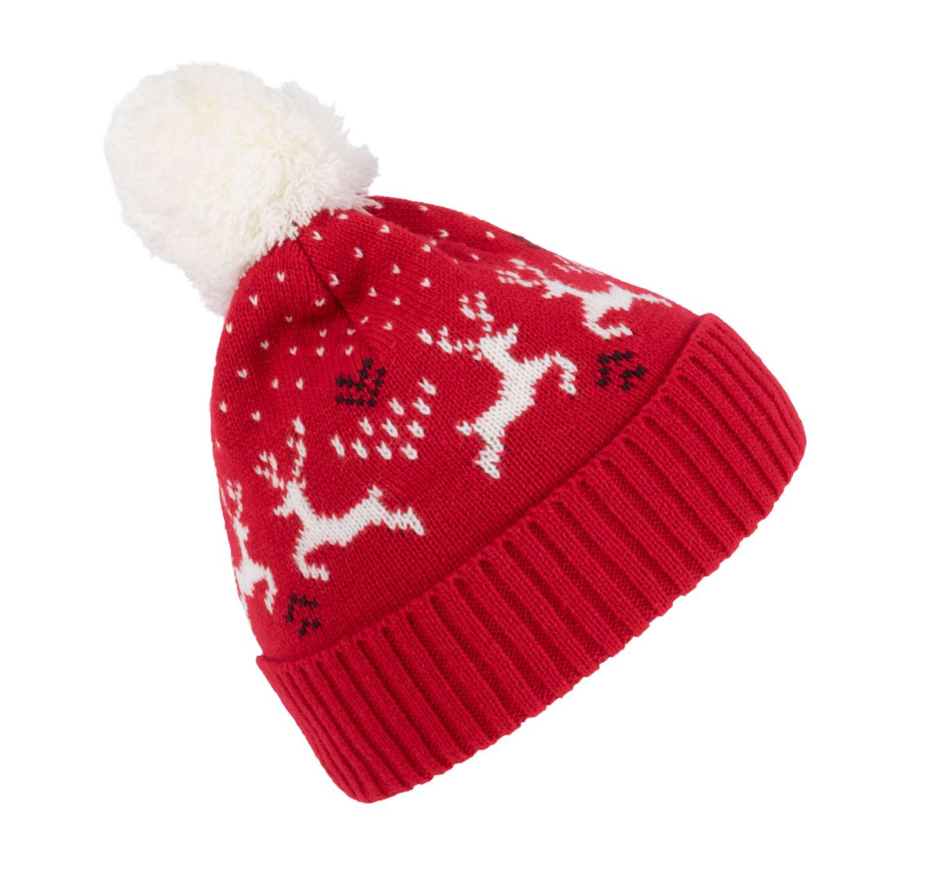 K-KP512-WINTER BEANIE WITH REINDEER DESIGN