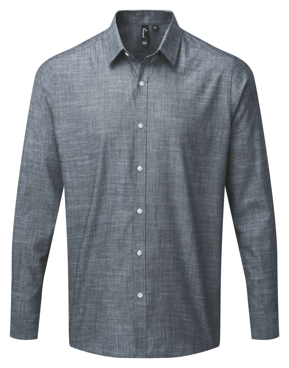P-PR245-MEN'S COTTON SLUB CHAMBRAY LONG SLEEVE SHIRT