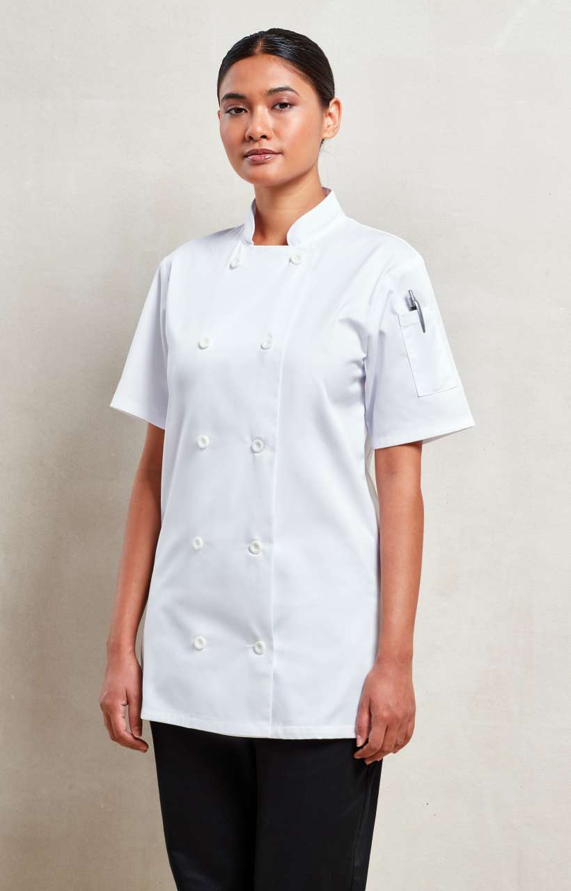 P-PR670-Veste de cuisinier à manches courtes Femme