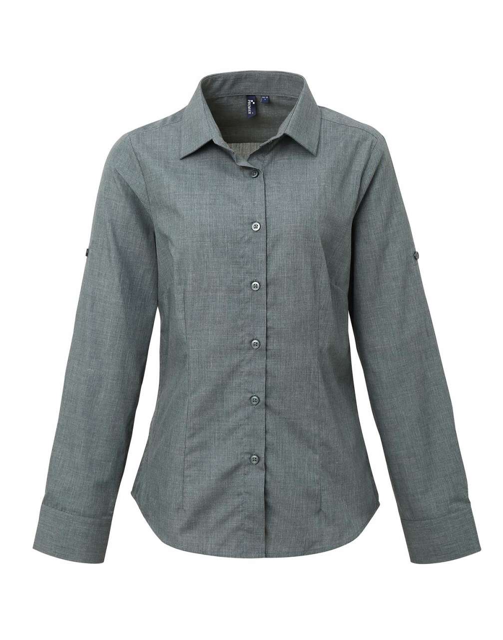 P-PR317-WOMEN'S CROSS-DYE ROLL SLEEVE POPLIN BAR SHIRT