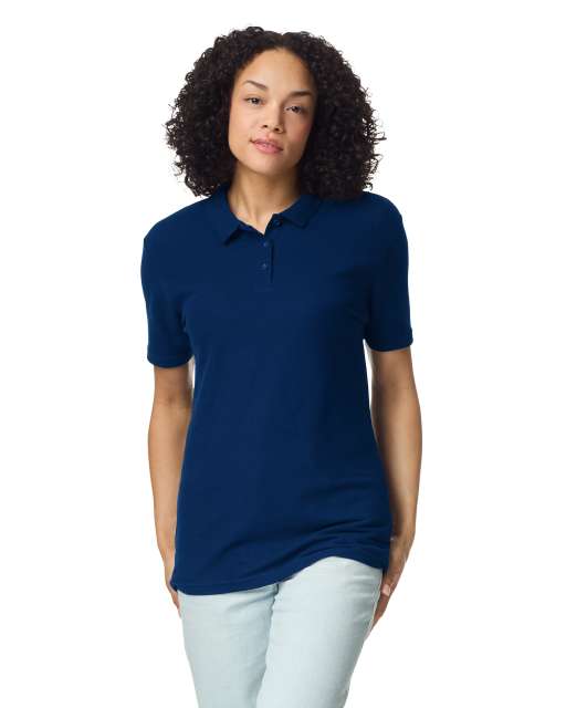 SOFTSTYLE<SUP>®</SUP> LADIES' DOUBLE PIQUÉ POLO WITH 3 COLOUR-MATCHED BUTTONS