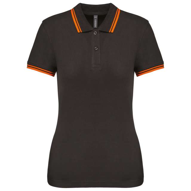 LADIE'S SHORT-SLEEVED POLOSHIRT WITH CONTRASTING PIPING