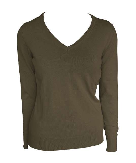 DAMEN-FEINSTRICK-BAUMWOLLPULLOVER MIT V-AUSSCHNITT
