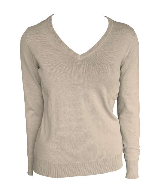 WOMEN’S V-NECK FINE GAUGE COTTON PULLOVER