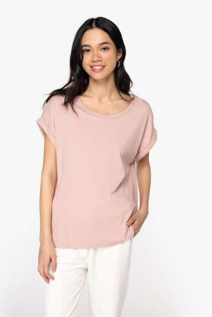 ECO-FRIENDLY LADIE'S ROLLED-UP SLEEVES T-SHIRT