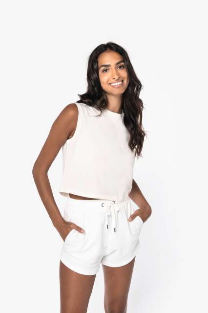 ECO-FRIENDLY LADIES’ SLEEVELESS CROP T-SHIRT