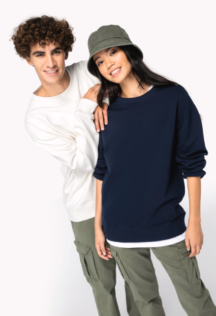 ECO-FRIENDLY UNISEX FRENCH TERRY DROPPED SHOULDERS ROUND NECK SWEATSHIRT
