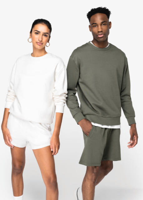 UNISEX ECO-FRIENDLY BRUSHED FLEECE DROPPED SHOULDERS ROUND NECK SWEATSHIRT