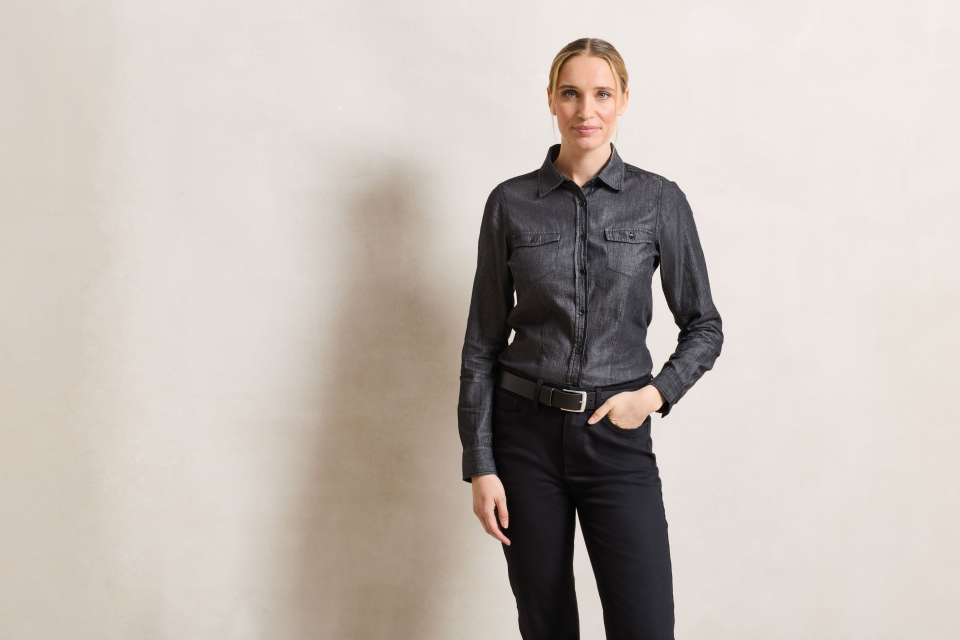 WOMEN'S JEANS STITCH DENIM SHIRT