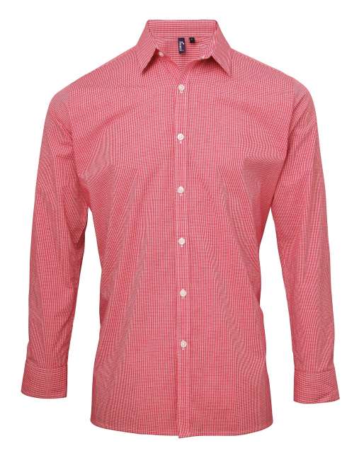 MEN'S LONG SLEEVE GINGHAM COTTON MICROCHECK SHIRT