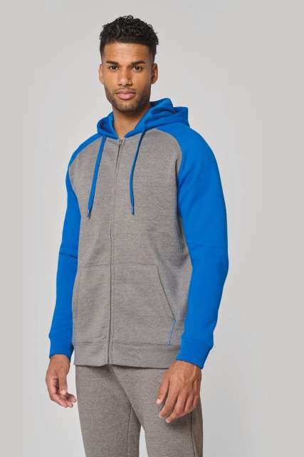 UNISEX TWO-TONE ZIPPED HOODED FLEECE JACKET