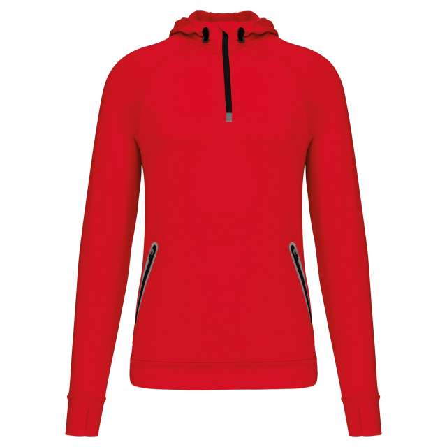 ZIP NECK HOODED SPORTS SWEATSHIRT