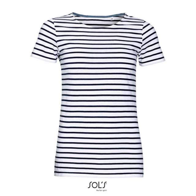SOL'S MILES WOMEN - ROUND NECK STRIPED T-SHIRT
