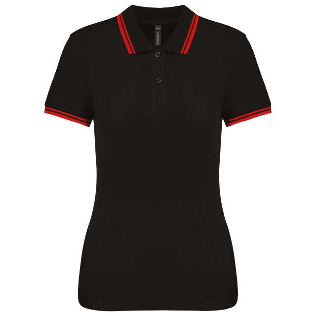LADIE'S SHORT-SLEEVED POLOSHIRT WITH CONTRASTING PIPING