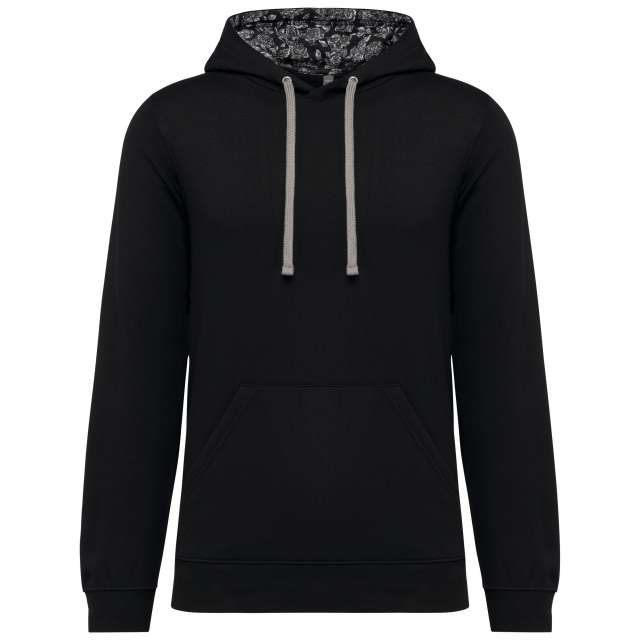 UNISEX CONTRAST PATTERNED HOODED SWEATSHIRT