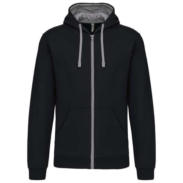 MEN'S CONTRAST HOODED FULL ZIP SWEATSHIRT
